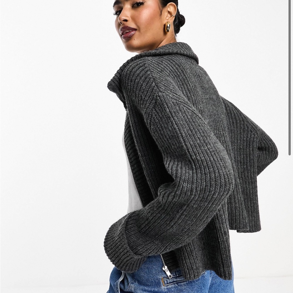 ASOS Gray Ribbed Cardigan - Picture 9 of 9